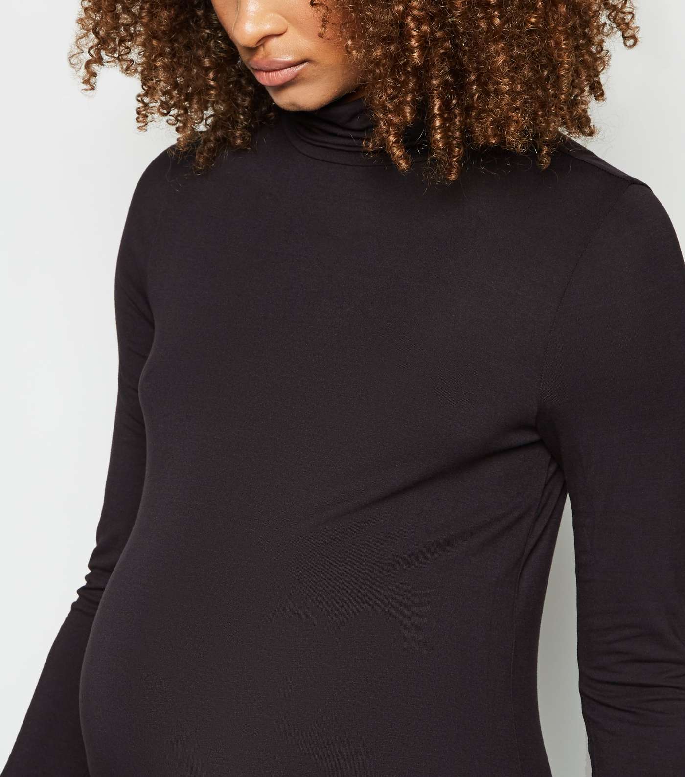 Maternity Black Roll Neck Top Image 2