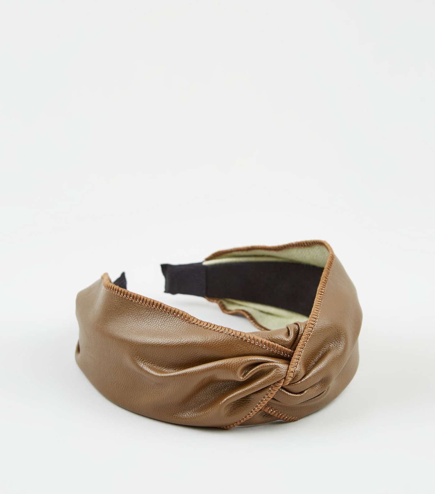 Dark Brown Leather-Look Knot Headband