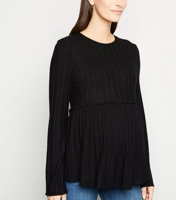 Image of Maternity Black Fine Knit Peplum Top New Look