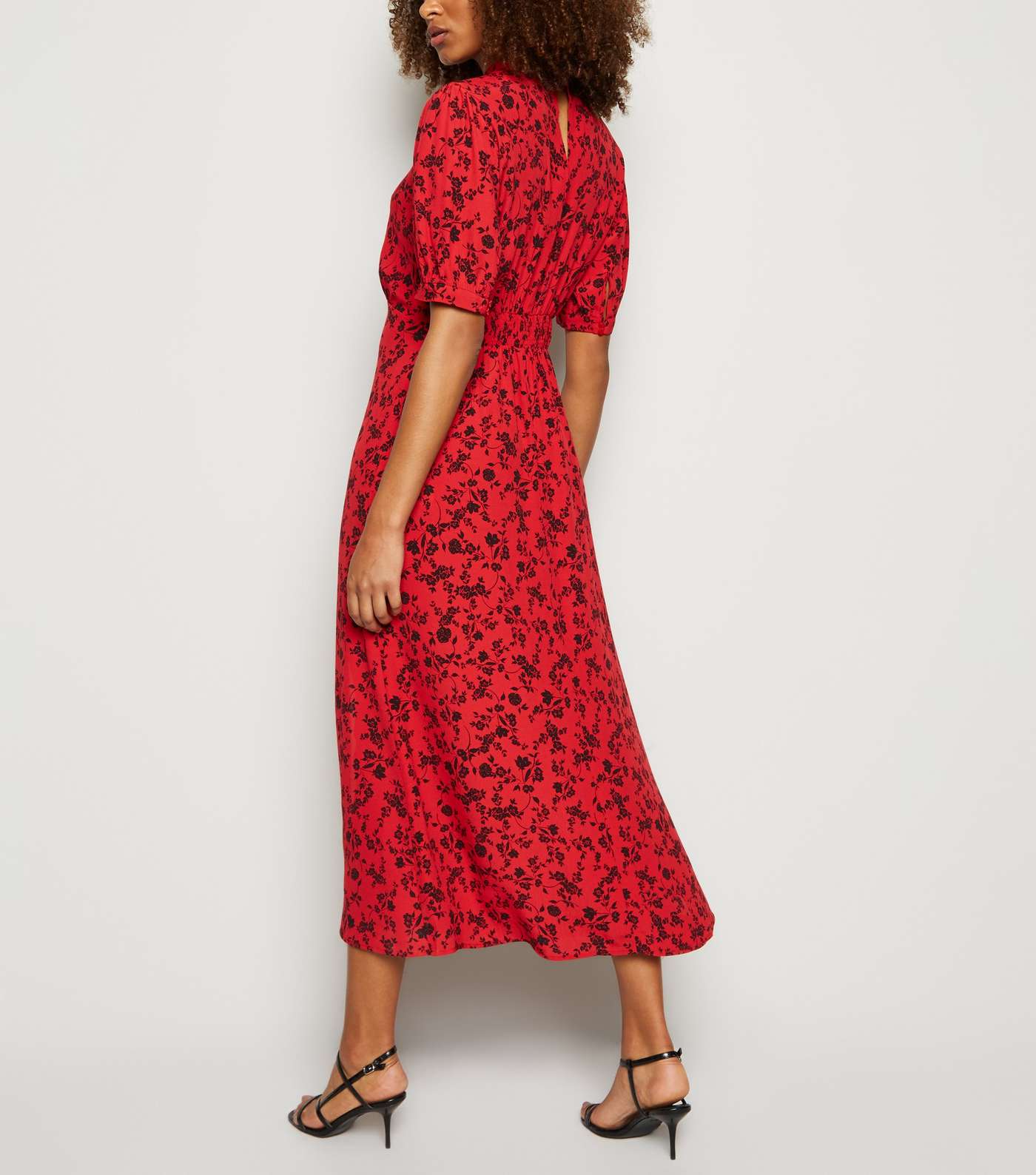 Tall Red Floral Side Split Midi Dress Image 3