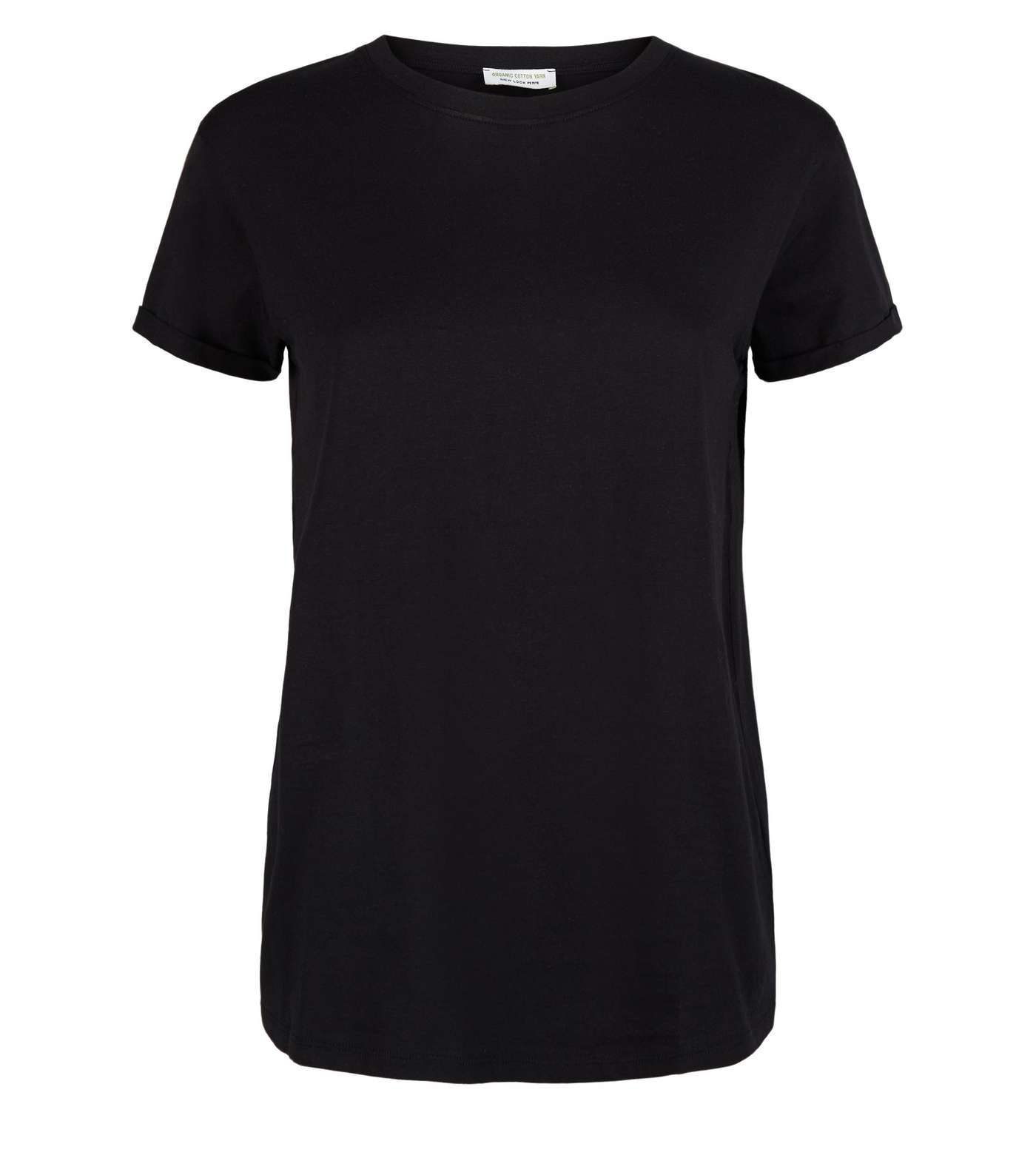 Petite Black Organic Cotton Roll Sleeve T-Shirt Image 4
