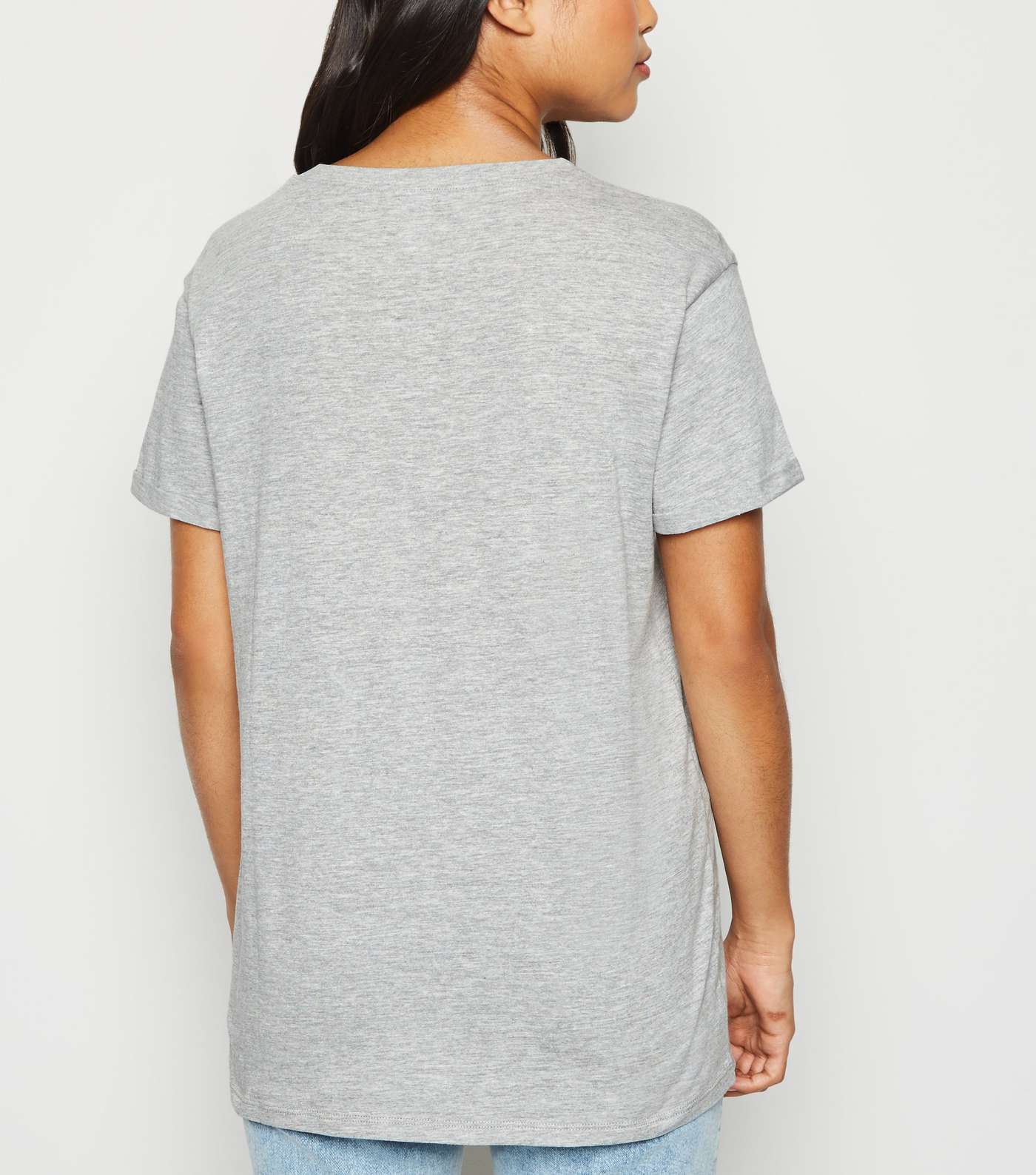 Petite Grey Organic Cotton Blend Roll Sleeve T-Shirt Image 3