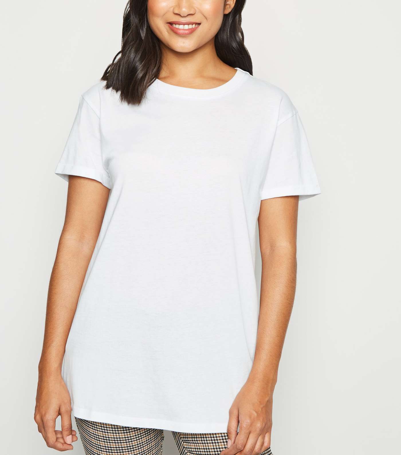 Petite White Organic Cotton Roll Sleeve T-Shirt