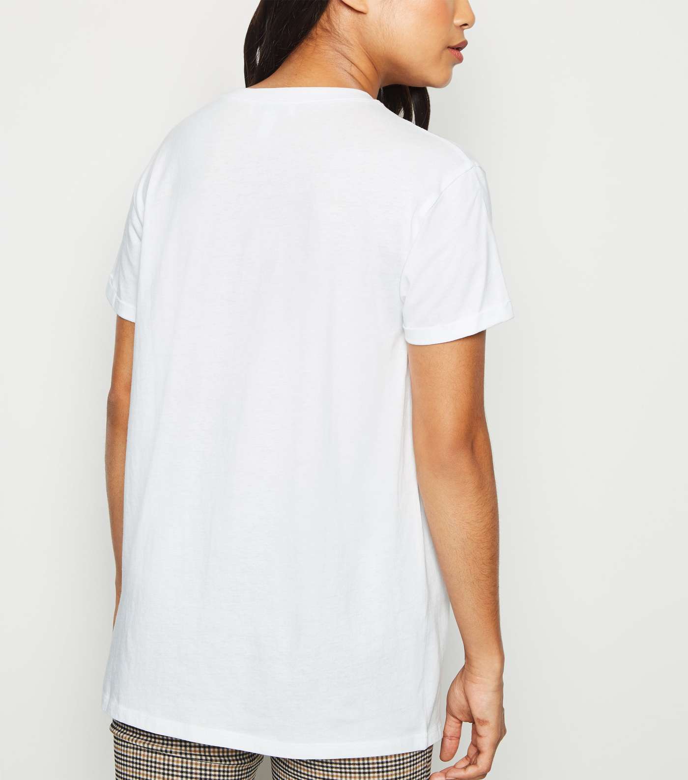 Petite White Organic Cotton Roll Sleeve T-Shirt Image 3