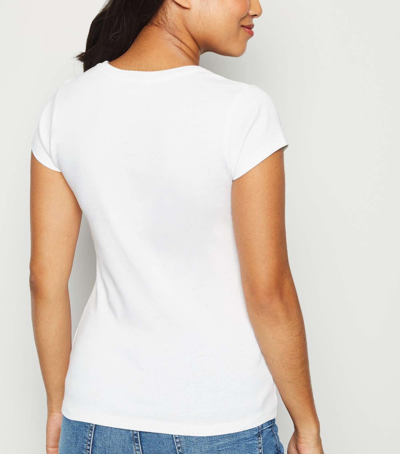 Petite White Organic Cotton V Neck T-Shirt Image 3