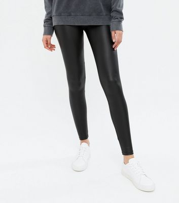 Tall Black Leather-Look Leggings | New Look