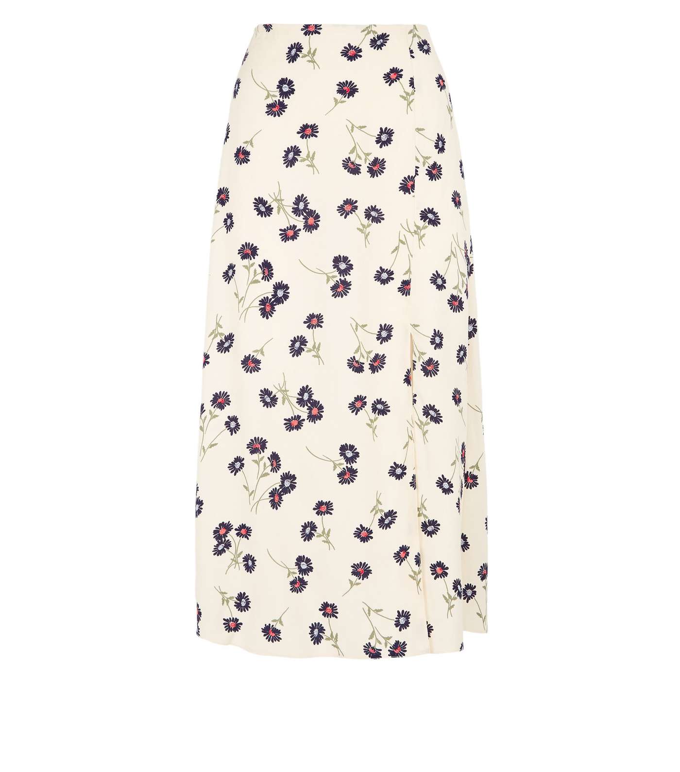 Cream Daisy Floral Side Split Midi Skirt  Image 4