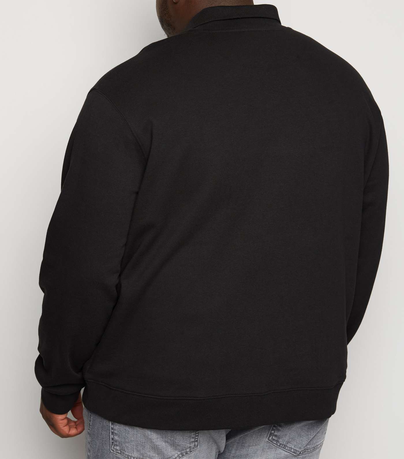 Plus Size Black Slogan Collared Sweatshirt Image 3