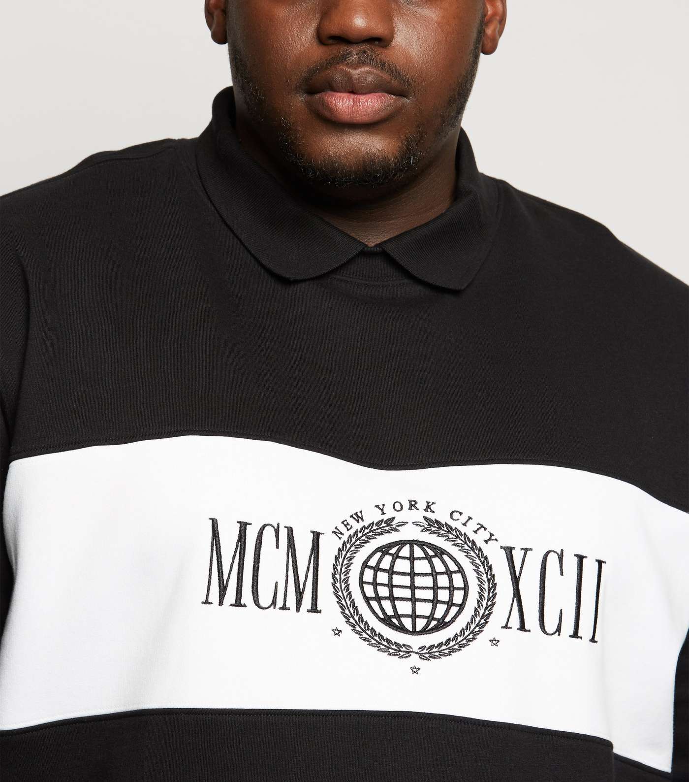 Plus Size Black Slogan Collared Sweatshirt Image 5