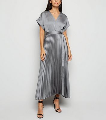 grey silk midi dress