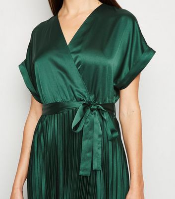 new look green satin dress