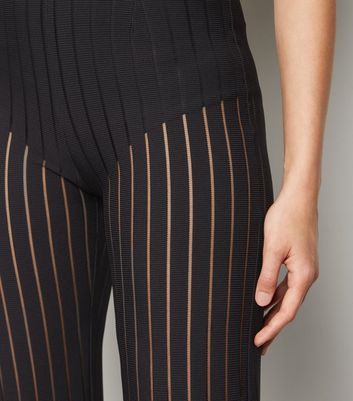 black striped mesh trousers