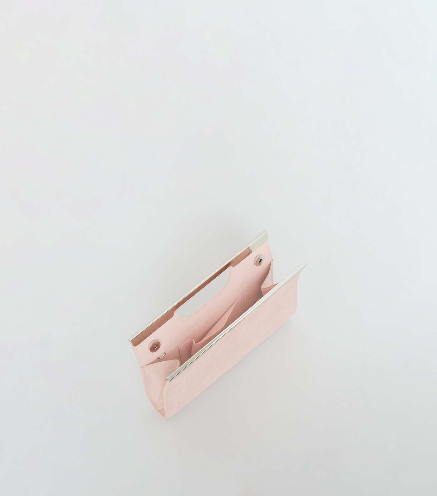 Pale Pink Suedette Clutch Bag Image 4