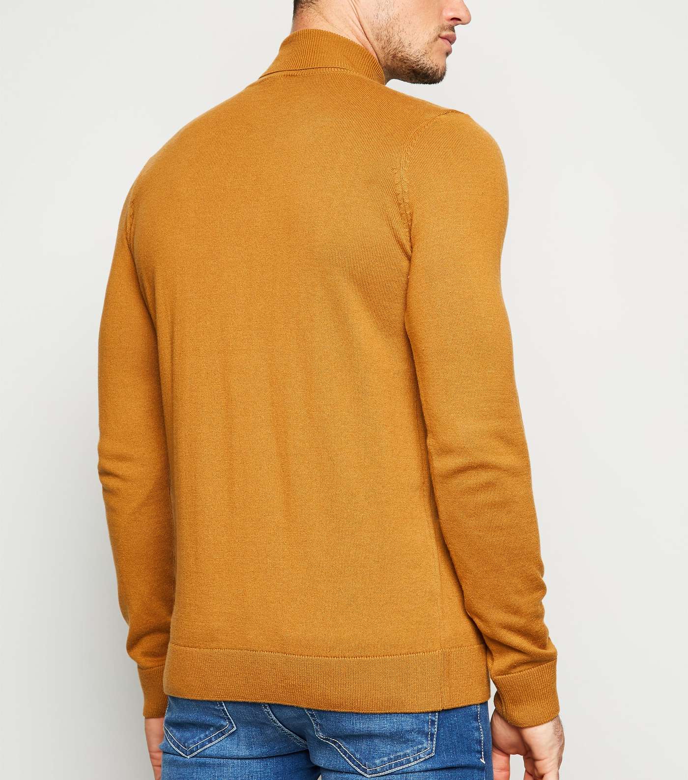 Tan Fine Knit Roll Neck Top  Image 5