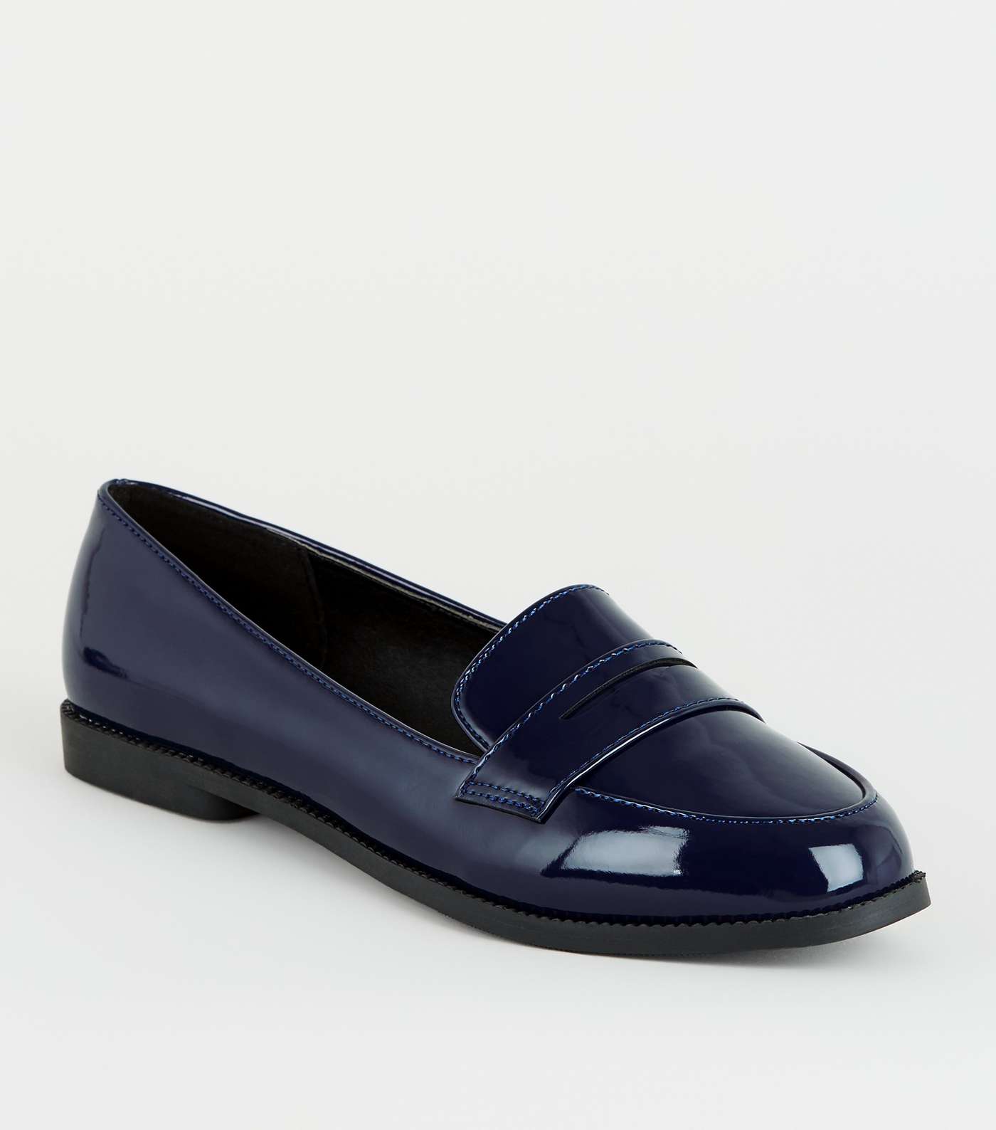 Girls Navy Patent Penny Loafers