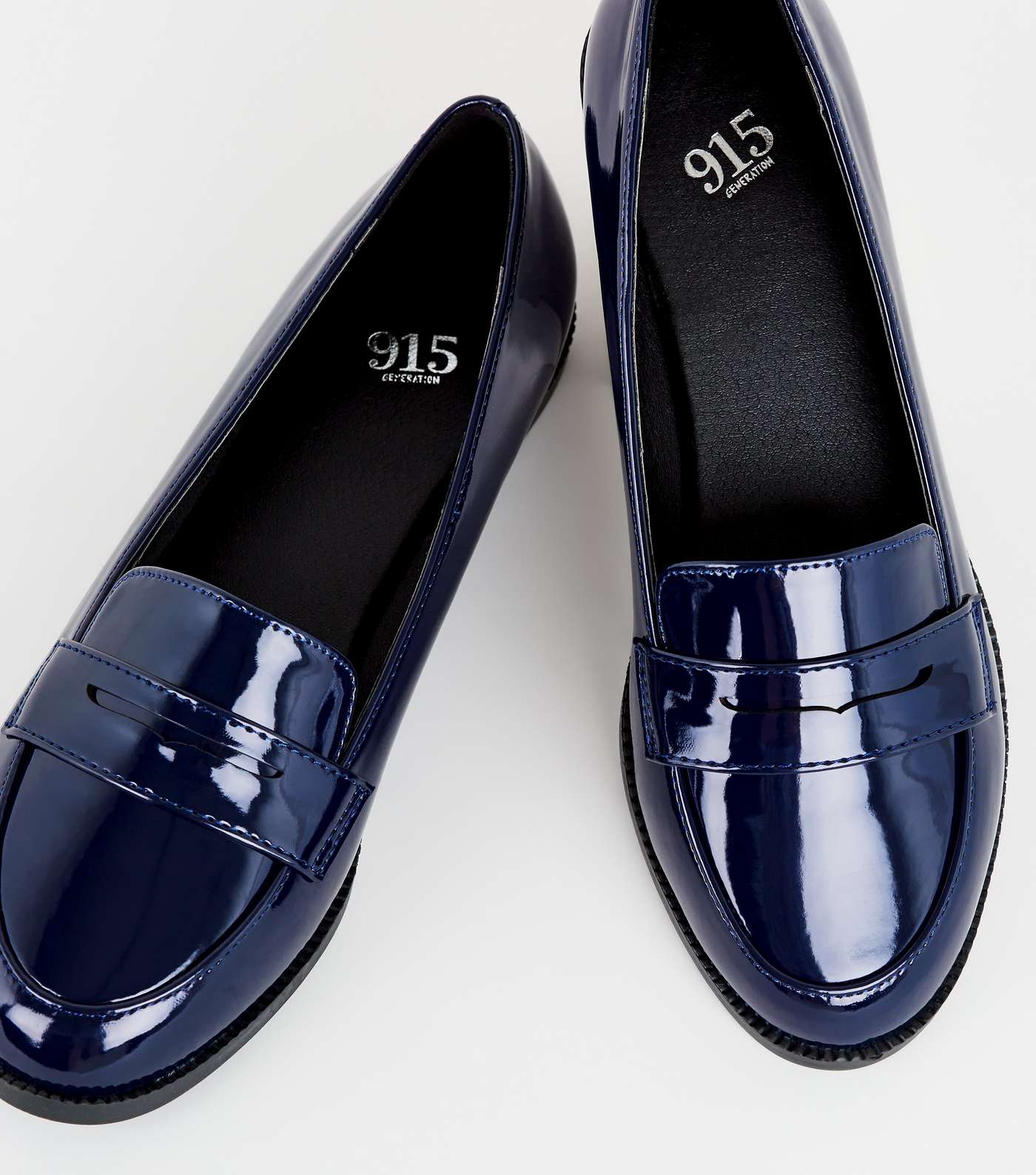 Girls Navy Patent Penny Loafers Image 3