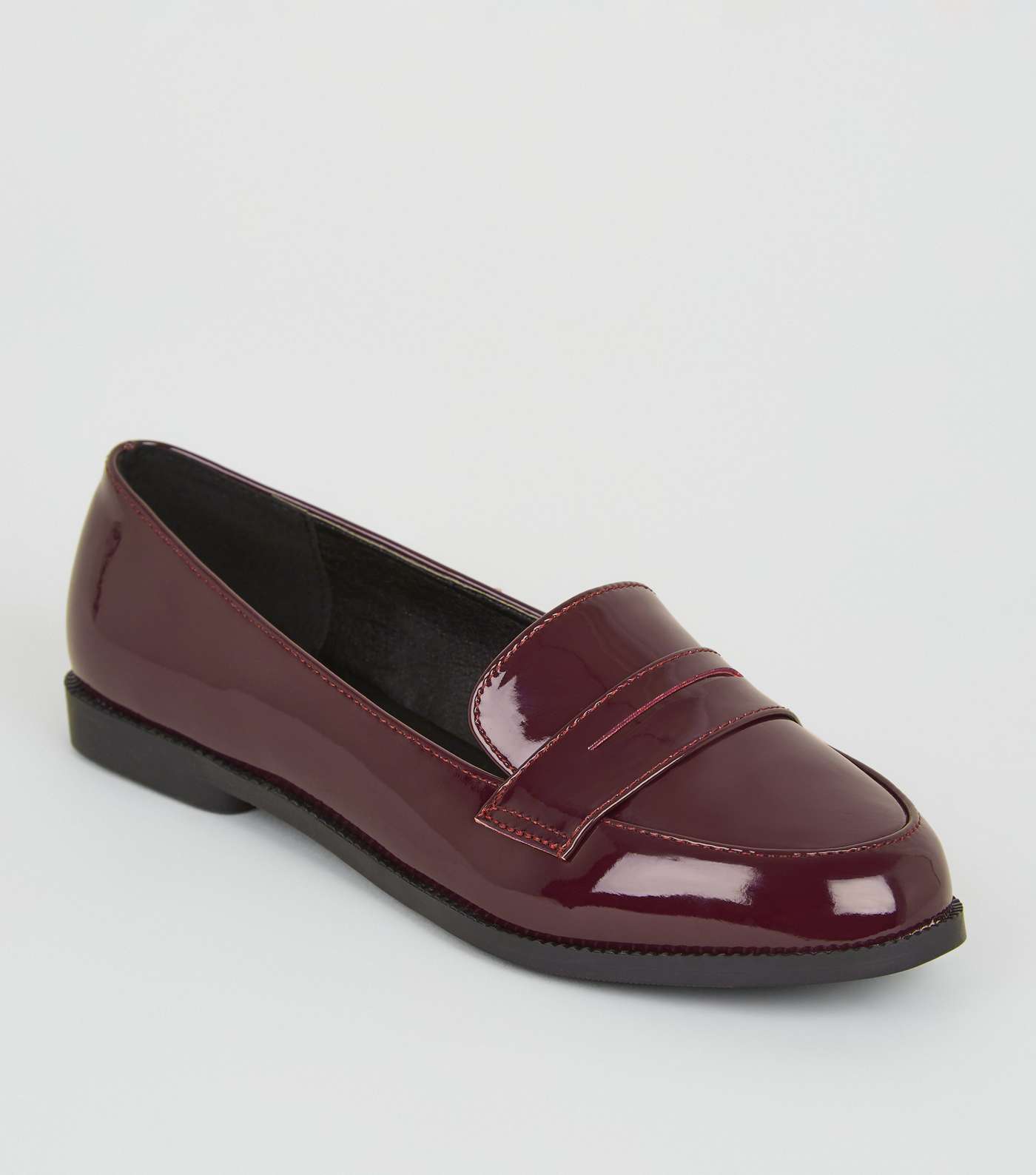Girls Burgundy Patent Penny Loafers