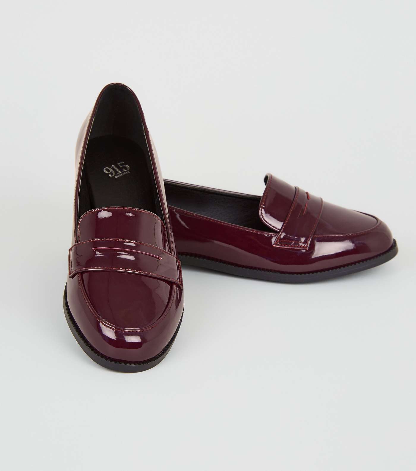 Girls Burgundy Patent Penny Loafers Image 3