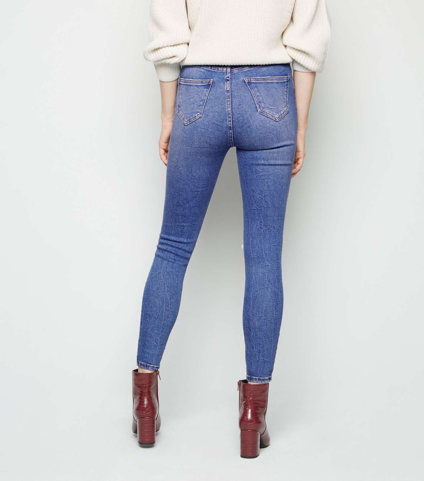 Blue Ripped High Waist Hallie Super Skinny Jeans Image 3