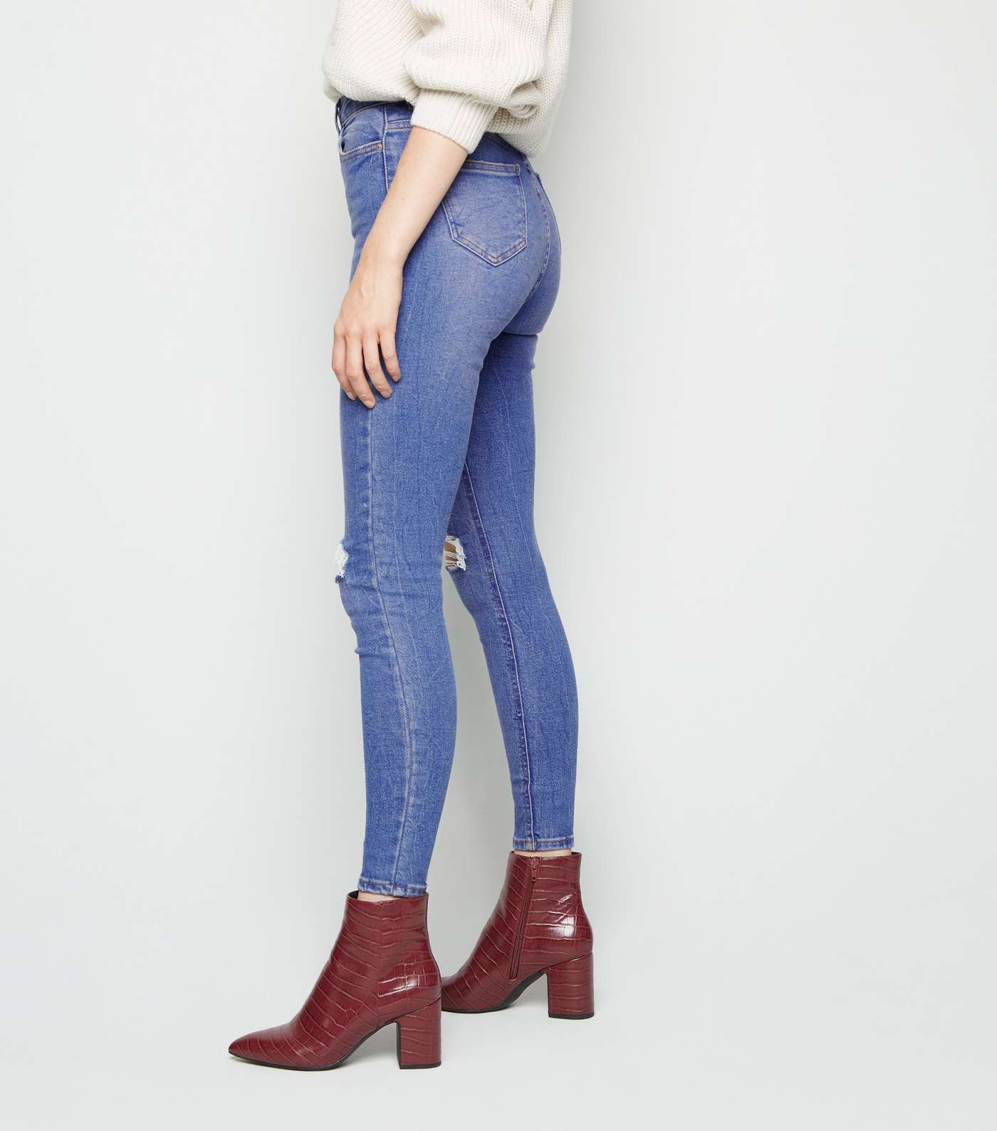 Blue Ripped High Waist Hallie Super Skinny Jeans Image 5