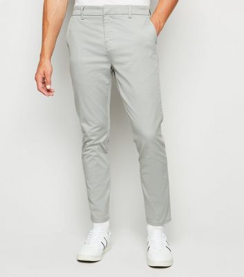 Image of Pale Grey Skinny Stretch Chino Trousers New Look