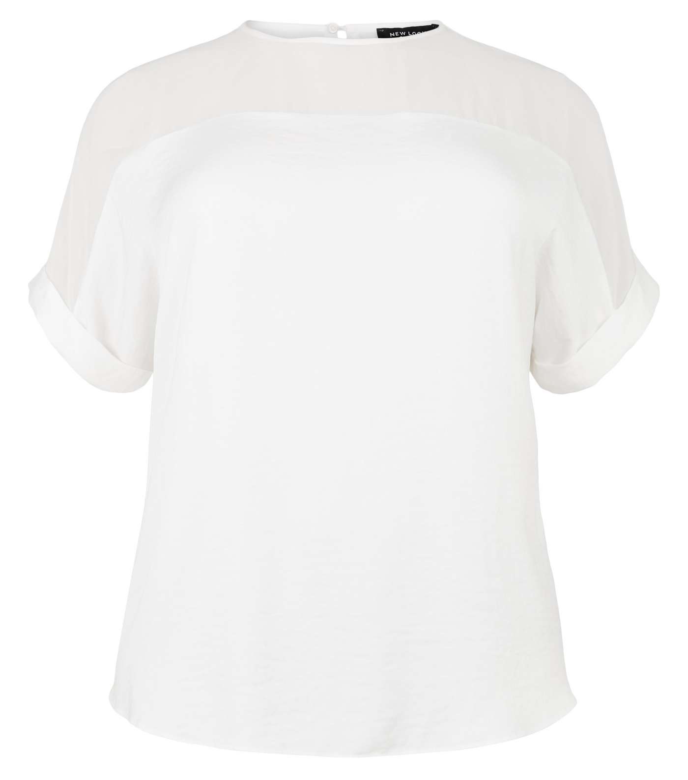 Curves White Mesh Panel T-Shirt Image 4