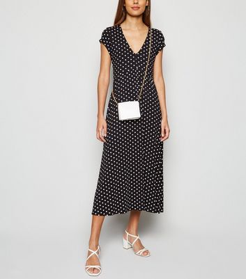 new look black polka dot dress