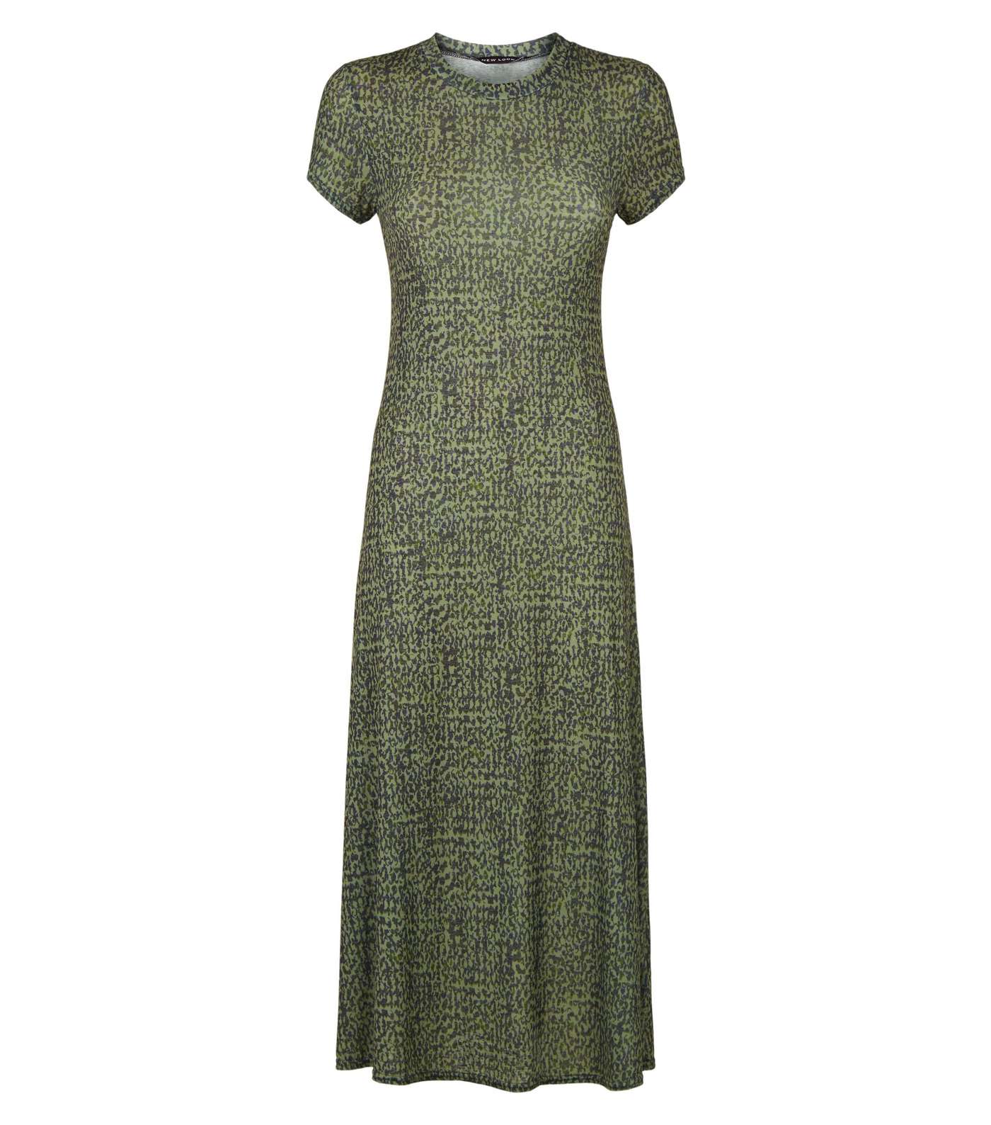 Green Animal Print Jersey Swing Midi Dress Image 3