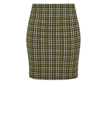 Girls Mustard Check Tube Skirt New Look