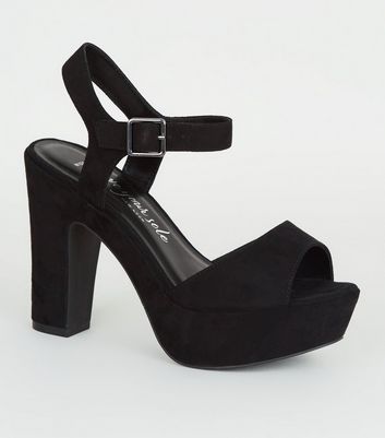 new look wide fit suedette heeled sandal