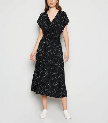 new look spot midi dress