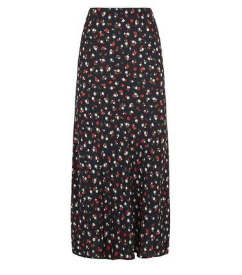 New look rose floral 2025 midi skirt in black