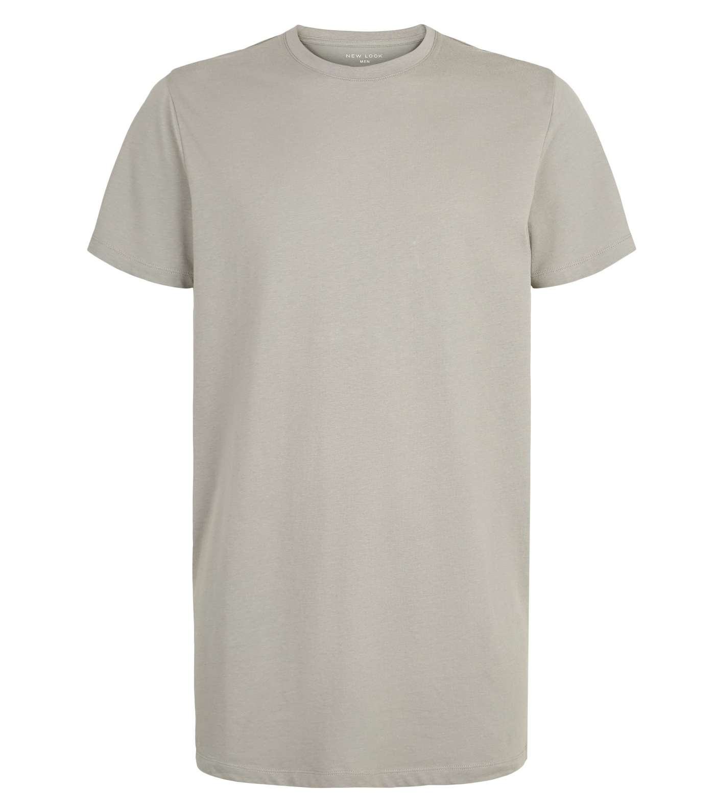 Pale Grey Crew Neck Longline T-Shirt Image 4