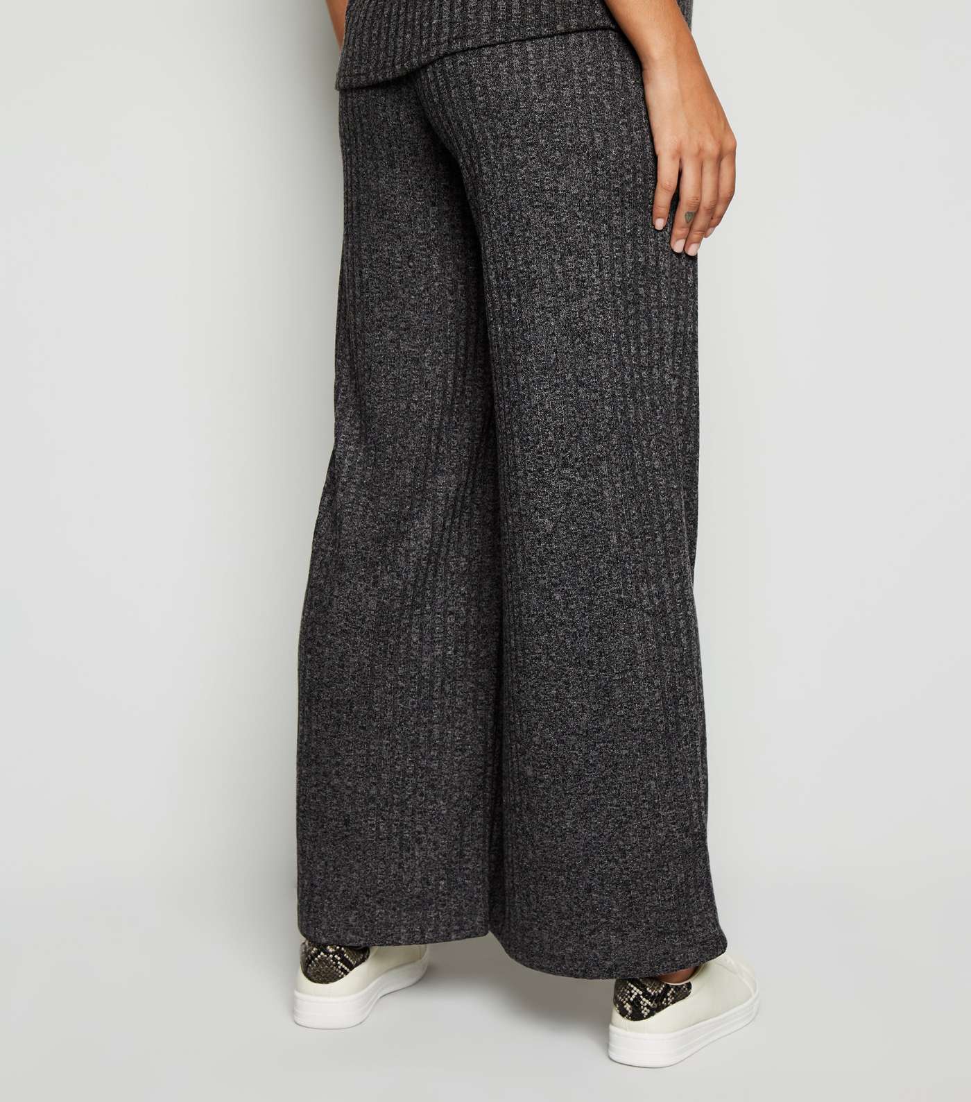 Maternity Grey Ribbed Knit Trousers Image 3