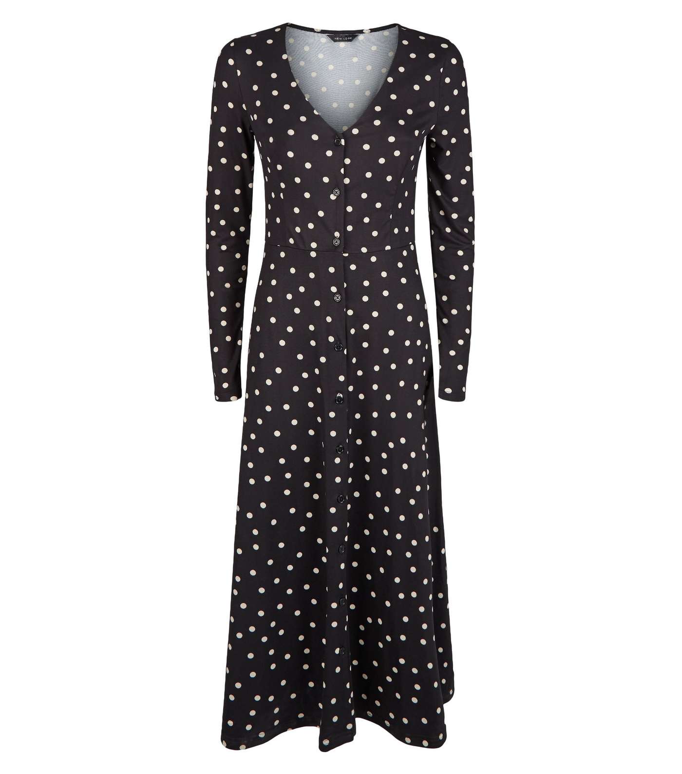 Black Spot Soft Touch Long Sleeve Midi Dress Image 4