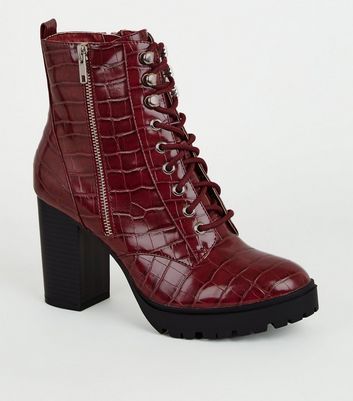 dark red lace up boots