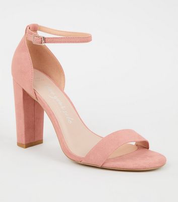 Extra Wide Fit Pale Pink Suedette Block 
