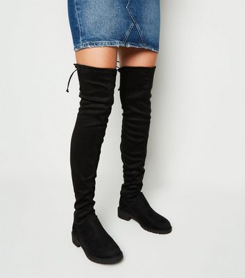 chunky flat over the knee boots