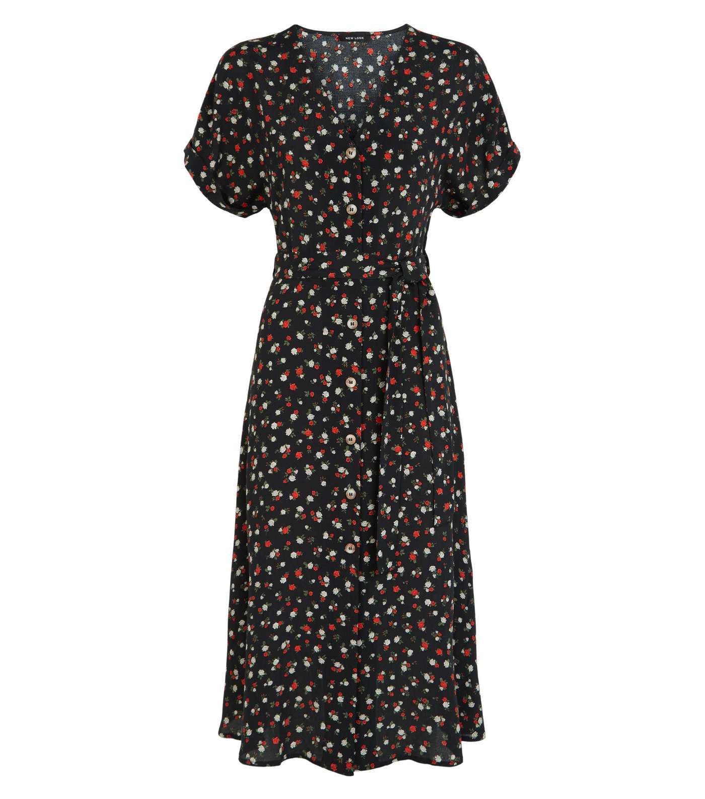 Black Rose Button Up Midi Dress Image 4