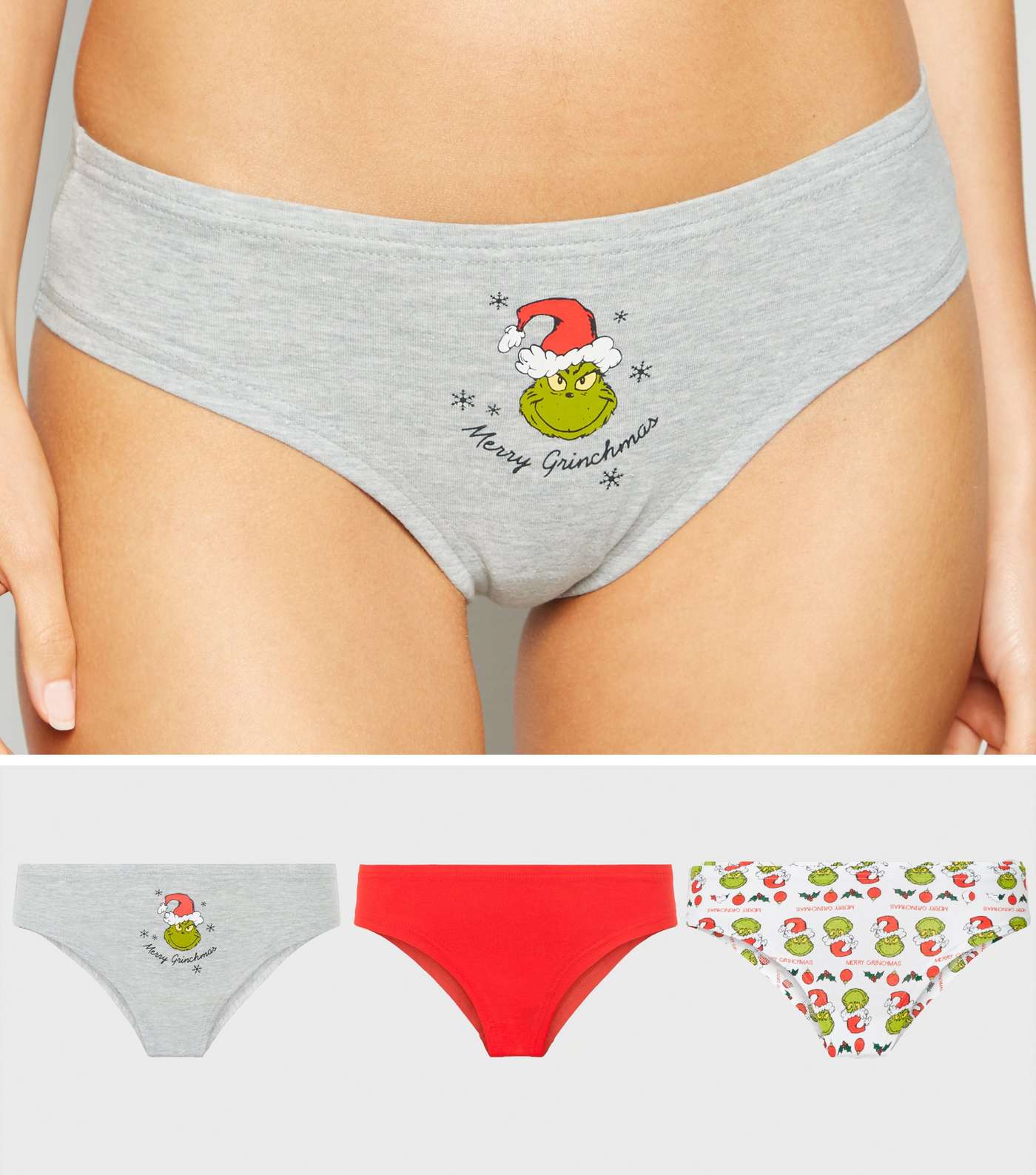 3 Pack Multicoloured Christmas Grinch Briefs