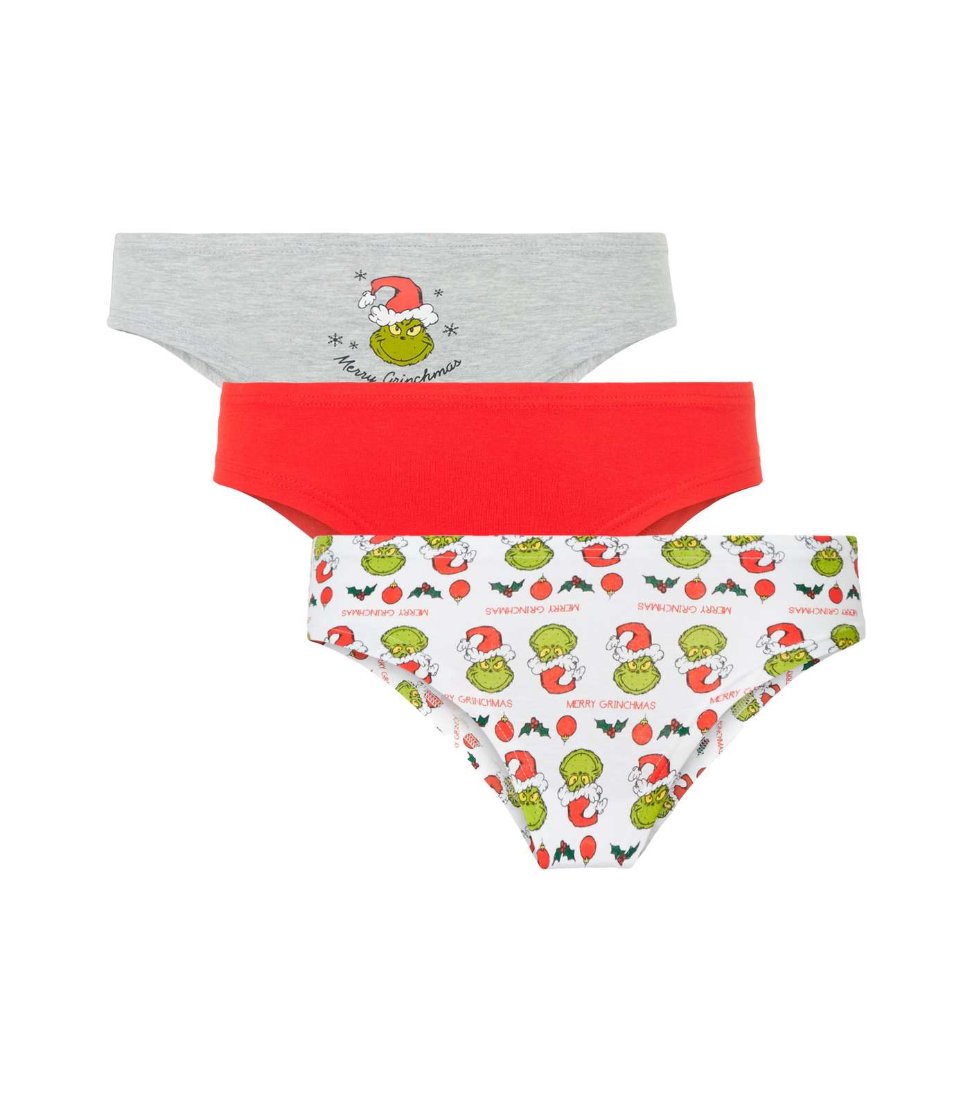 3 Pack Multicoloured Christmas Grinch Briefs Image 3