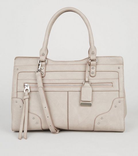 Mink Leather-Look Stud Tote Bag