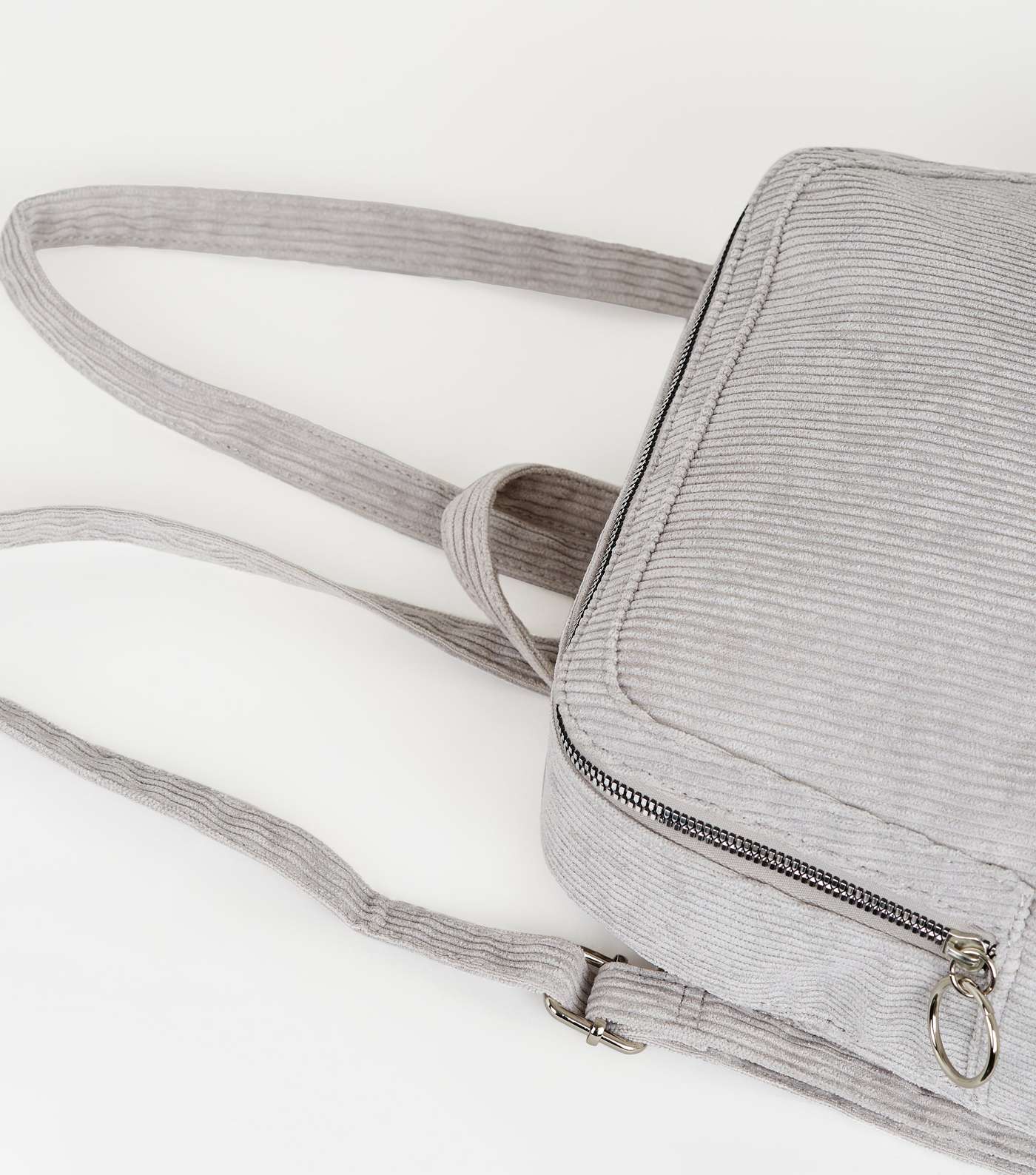 Grey Corduroy Laptop Backpack Image 3