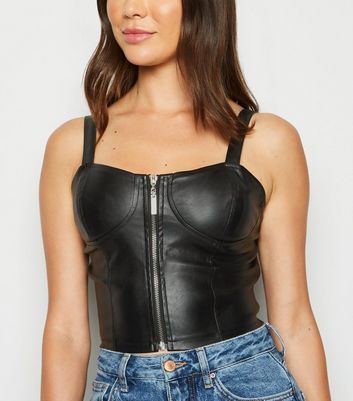 leather look top womens