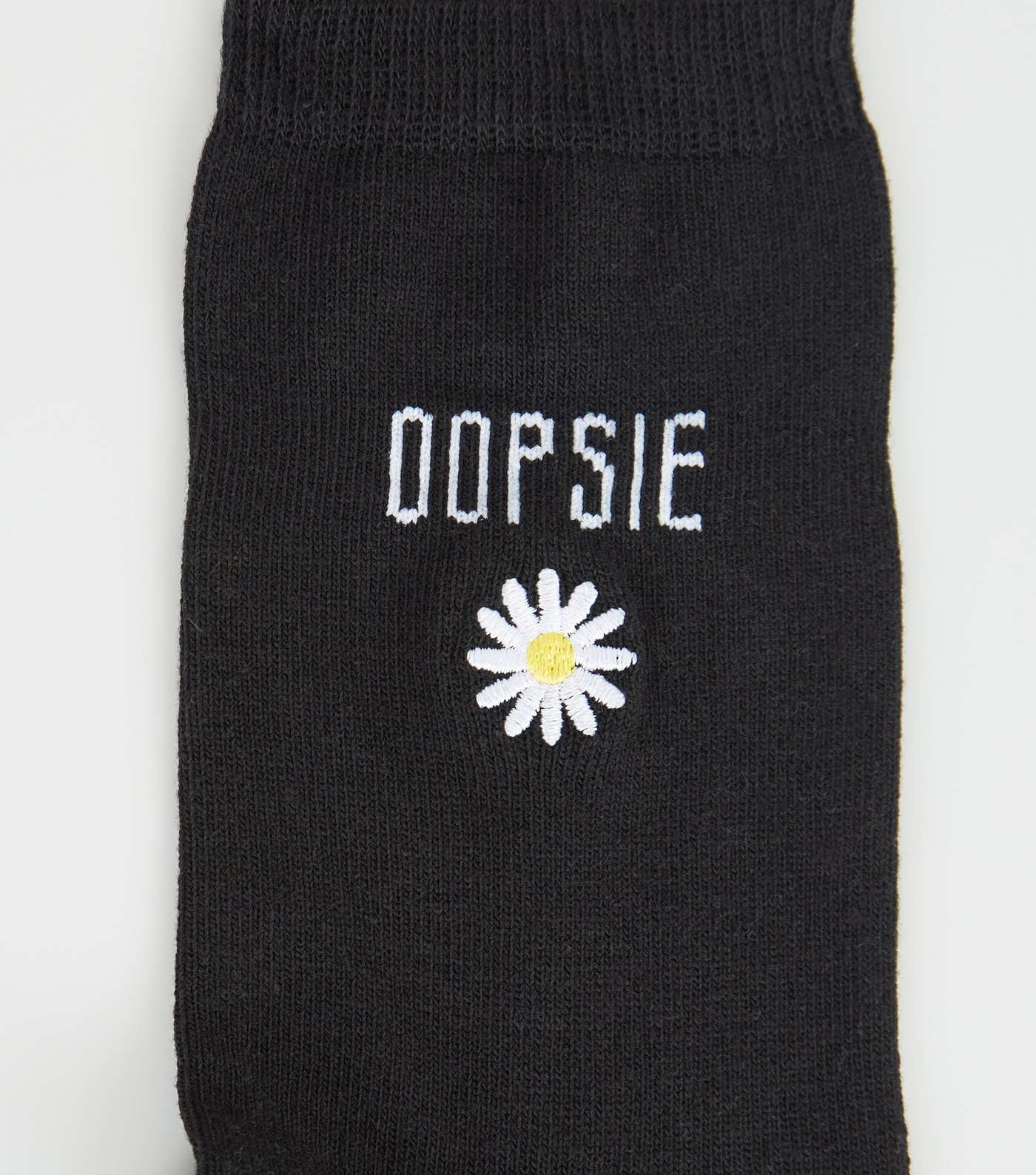 Black Oopsie Daisy Slogan Socks Image 3