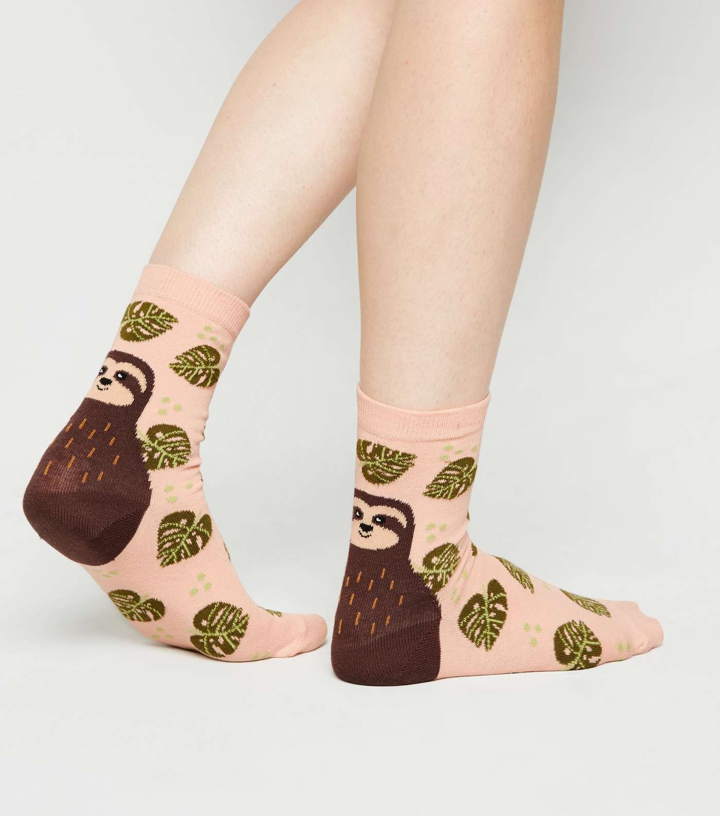 Coral Sloth Leaf Socks Image 2
