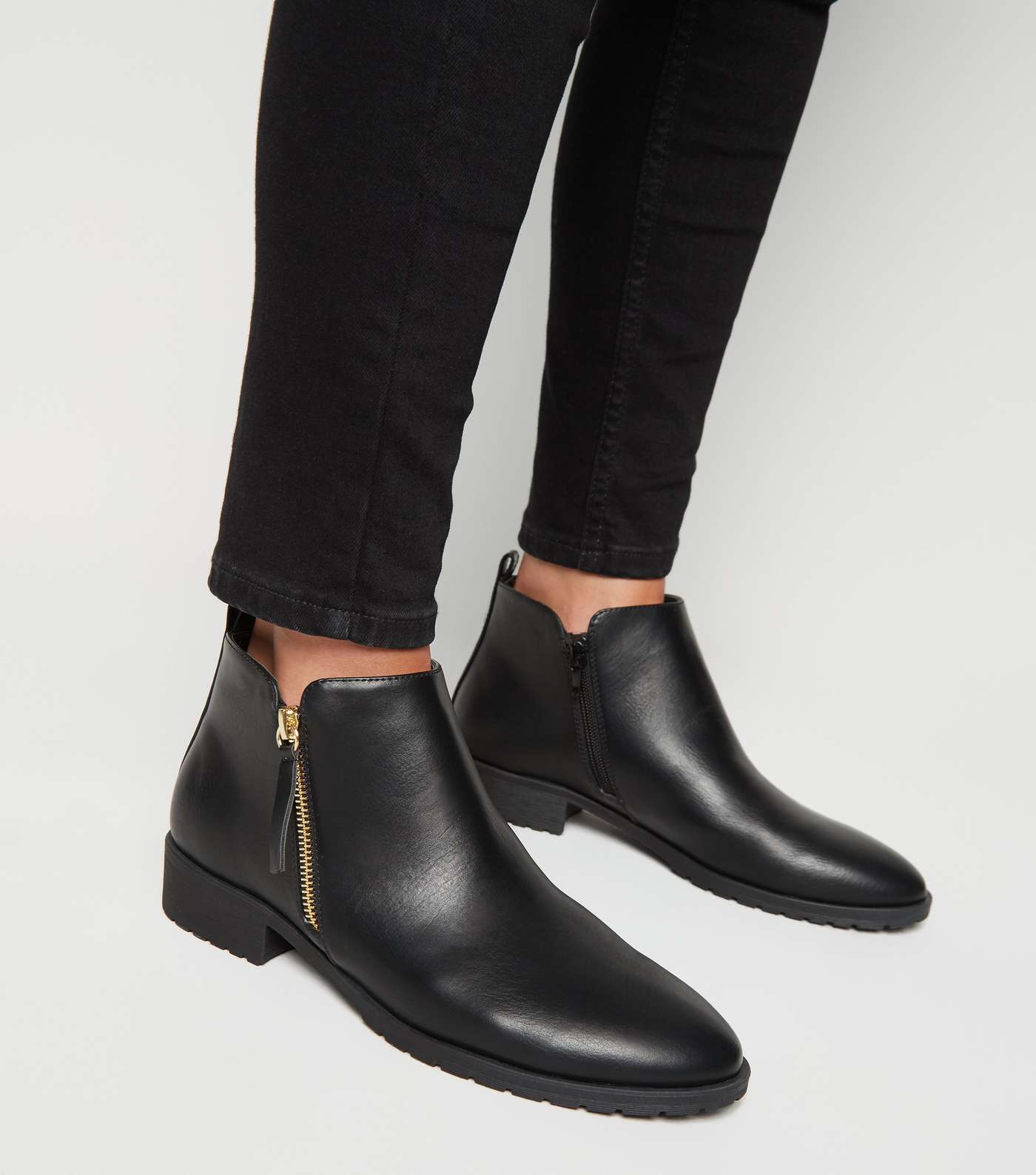 Black Leather-Look Zip Side Chelsea Boots Image 2