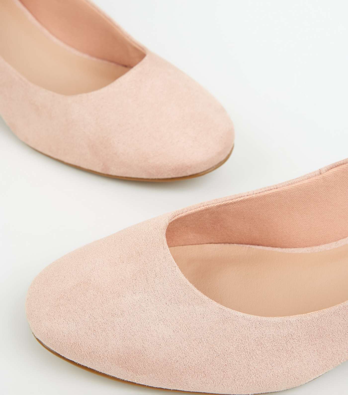 Pale Pink Suedette Low Block Heel Courts Image 4