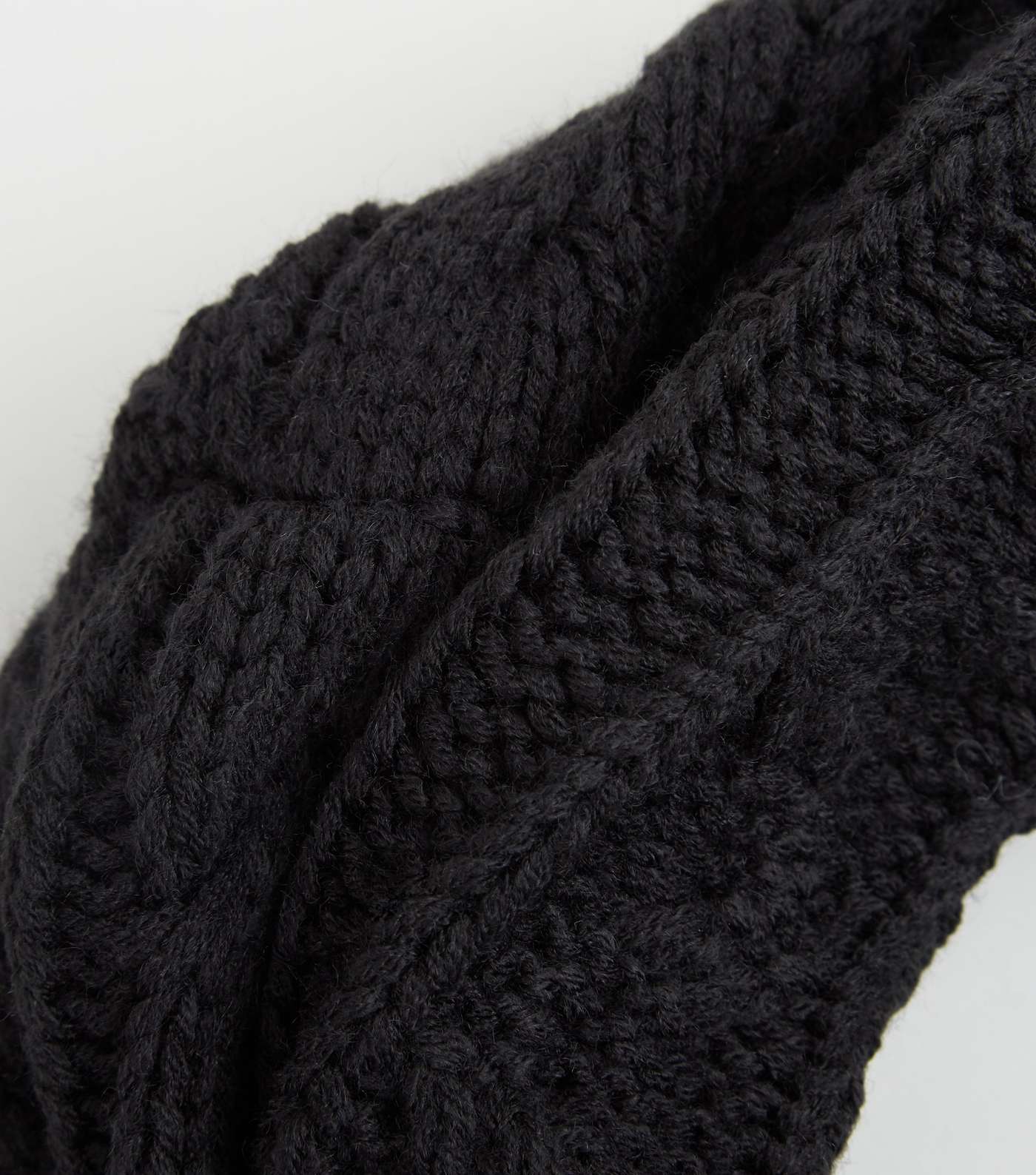 Black Cable Knit Snood Image 3