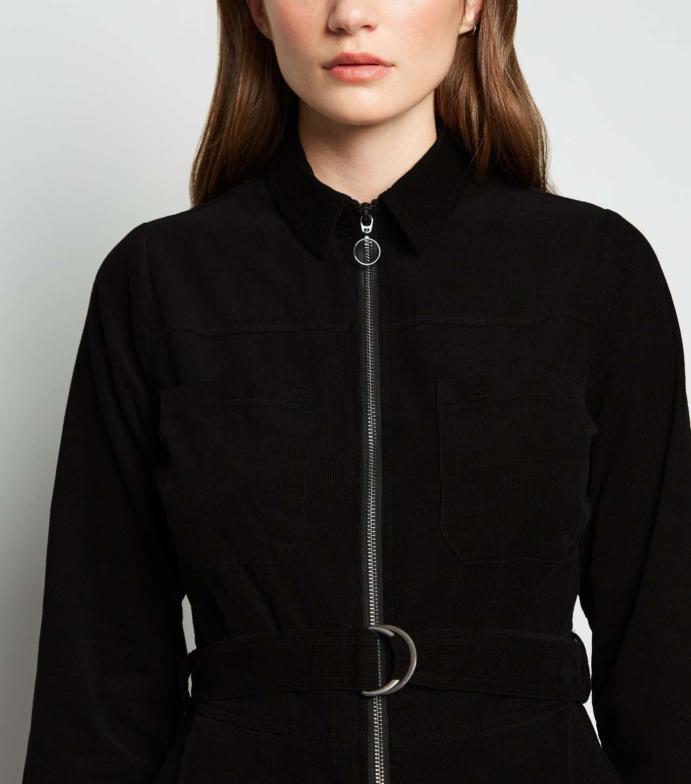 Black Cord Belted Boilersuit  Image 2